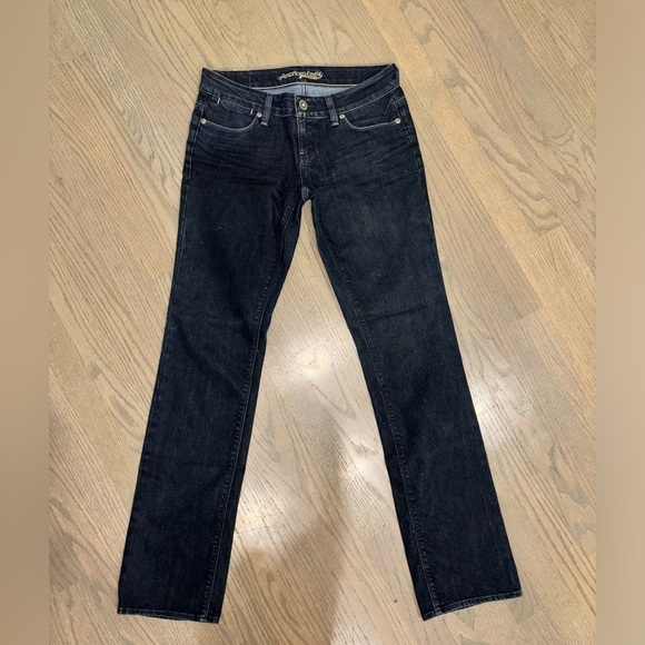 Vintage American Eagle Dark Wash Low Rise Straight Leg Boot Cut Jeans Womens 4 - Picture 1 of 7